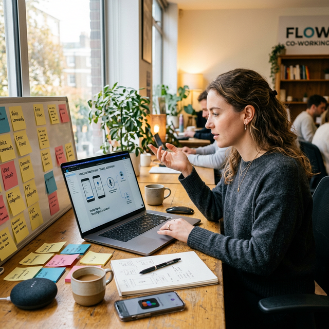A professional cleaning team walking toward a commercial office building